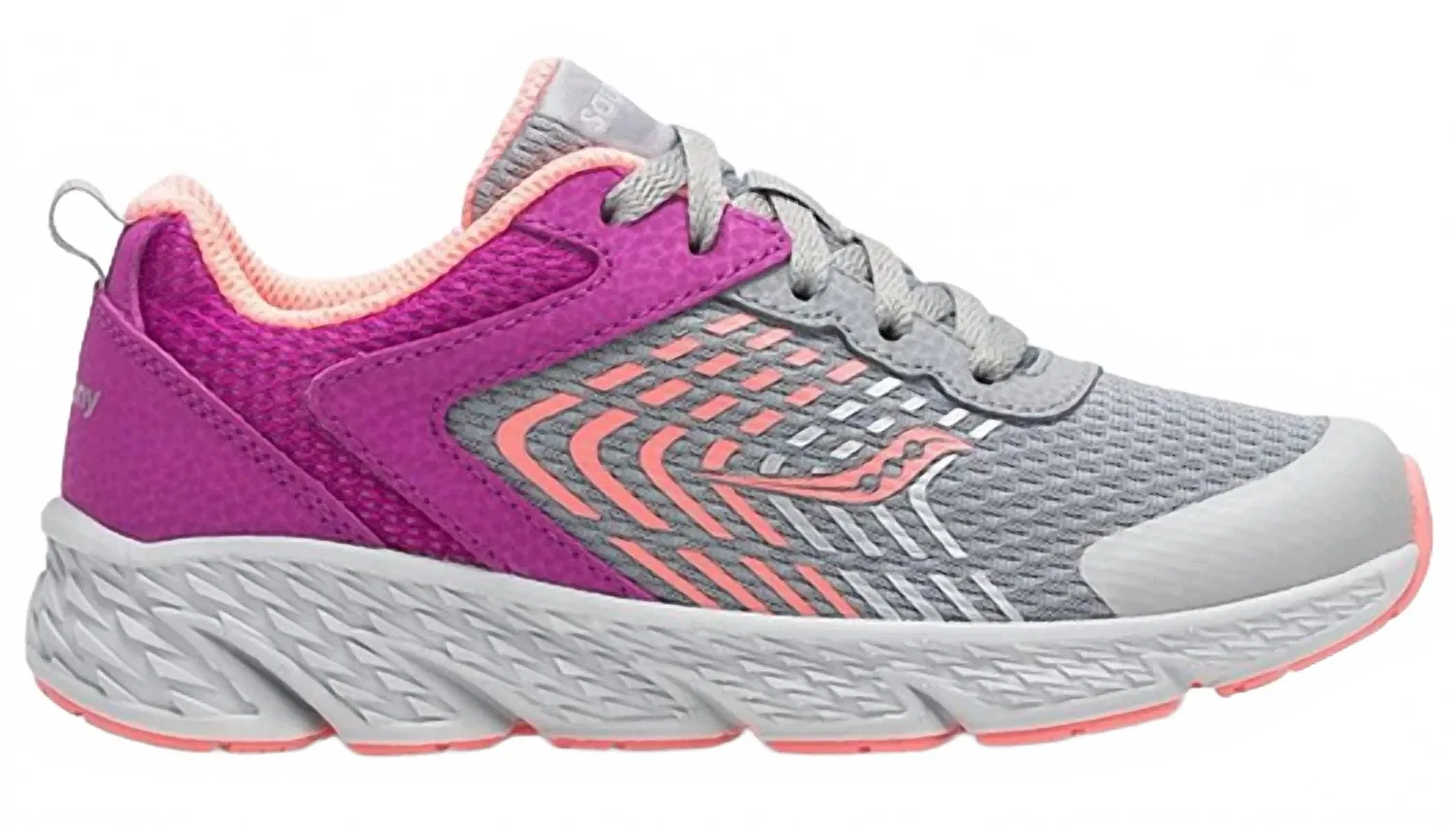 Детские кроссовки для девочек с шнуровкой Wind Sneakers SAUCONY, Purple/Grey — фото 3