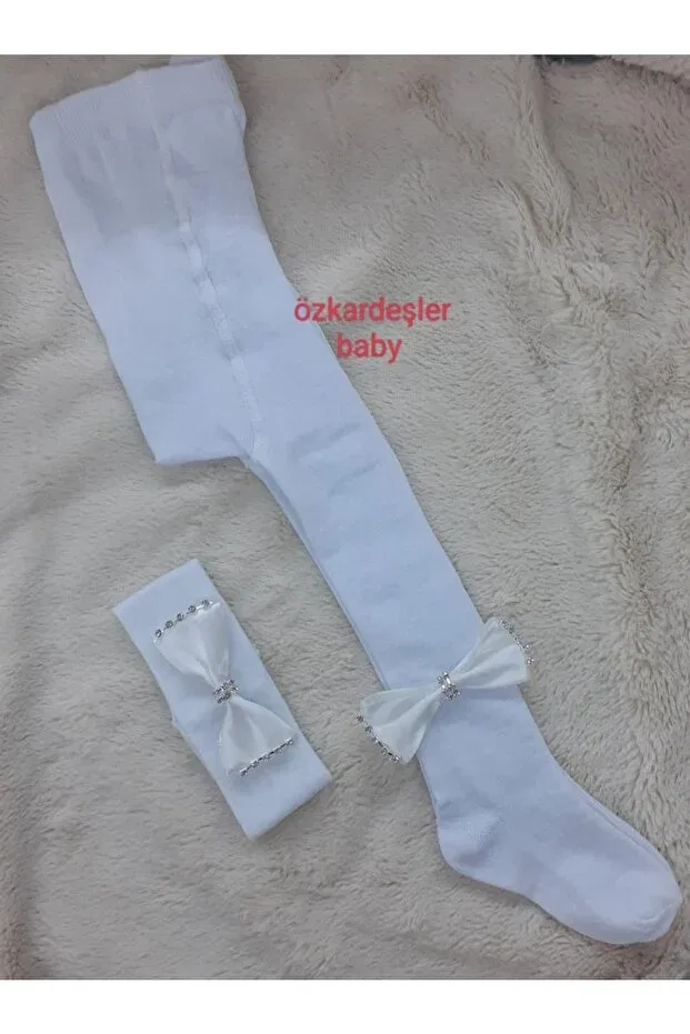 Детский комплект носочков и банданы с бантиком Özkardeşler Baby, White