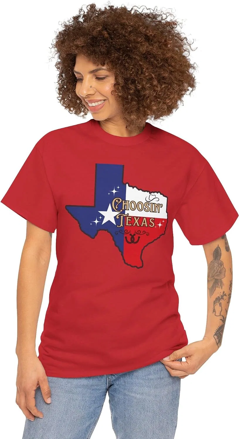 Женская футболка с принтом Choosin' Texas State Ella Cowgirl Rodeo Country Music, красный — фото 4