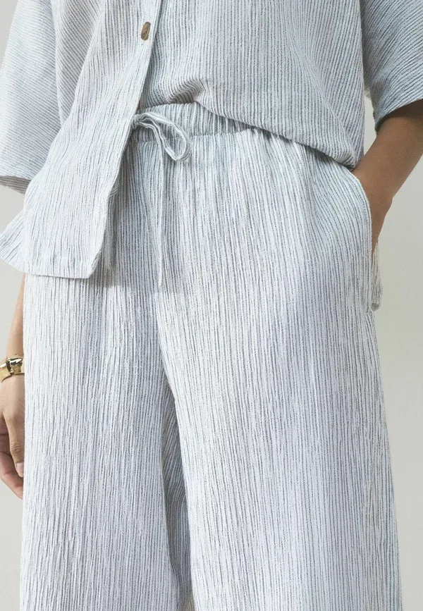 Брюки 2 шт, с высокой посадкой, Next, Slate Blue White Stripe, белый/голубой — фото 3