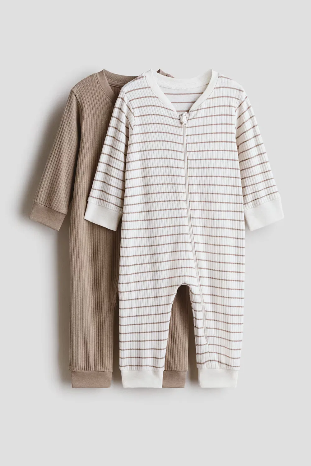 Комплект из 2 хлопковых пижам H&M, Beige/Gestreift