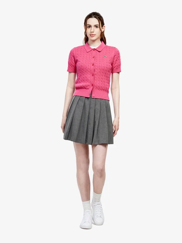 Кардиган женский LACOSTE Pink с кабельным узором — фото 4