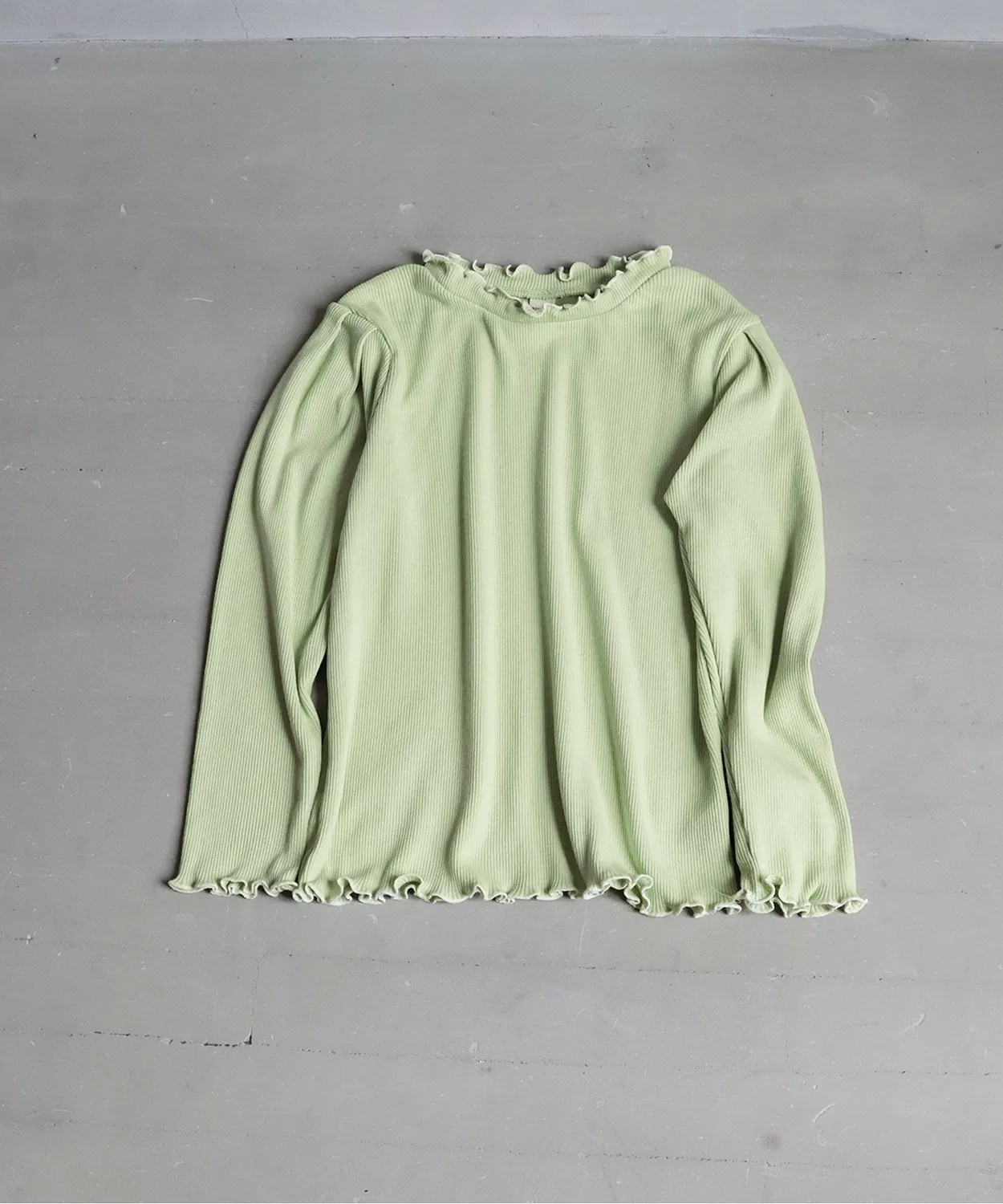 Детский лонгслив с длинным рукавом из рибаны, Mellow Rib Long Sleeve T-Shirt, apres les cours, Мятный