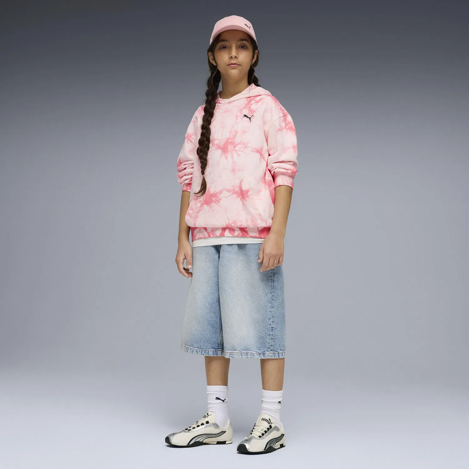 Детское худи с капюшоном Tie Dye Puma, Rosa — фото 4