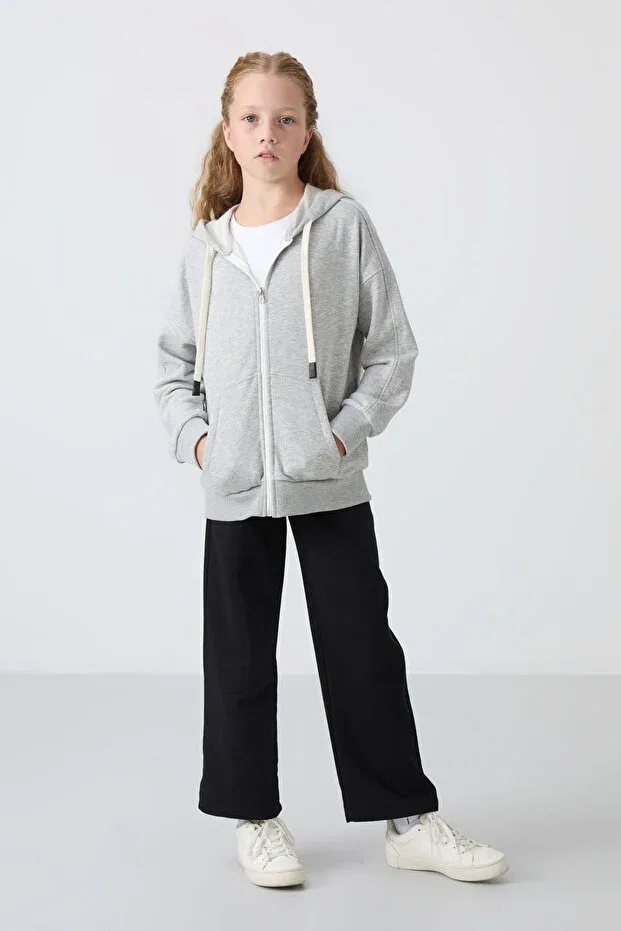 Детские свитшот для девочек с принтом, Zippered cotton 2-pack black-grey melange, Tommy Life, Siyah-G1 Continues — фото 3