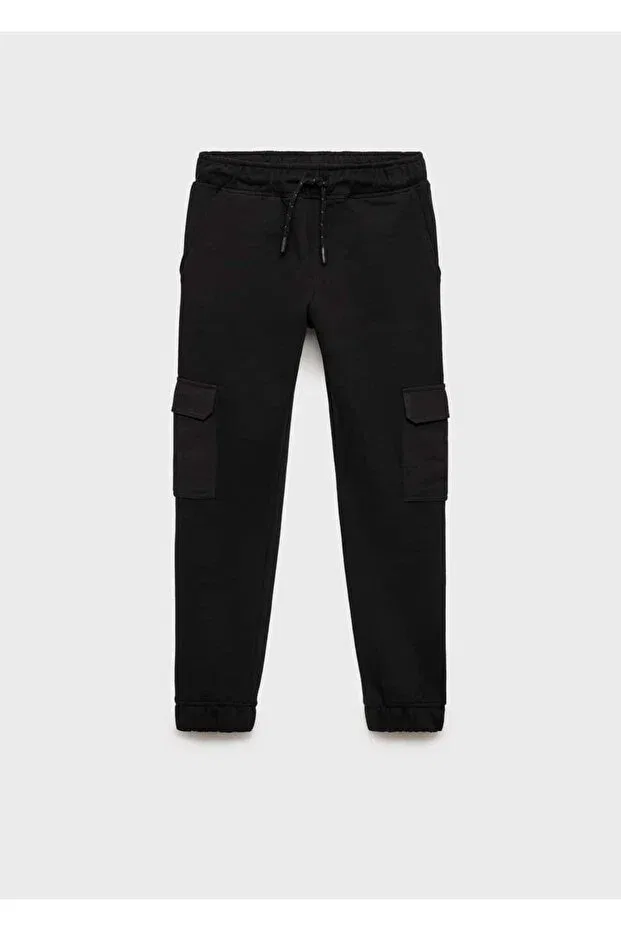 Детские джоггеры для девочек хлопковые Mango Kids, Black