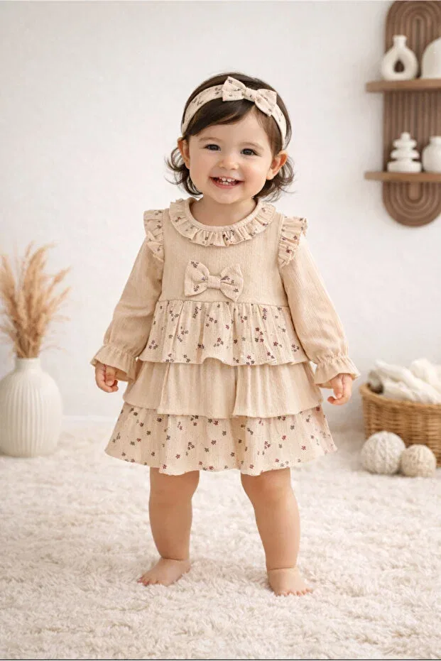Детское платье для девочек хлопковое Natürel Bebe Giyim, Multicolor — фото 3