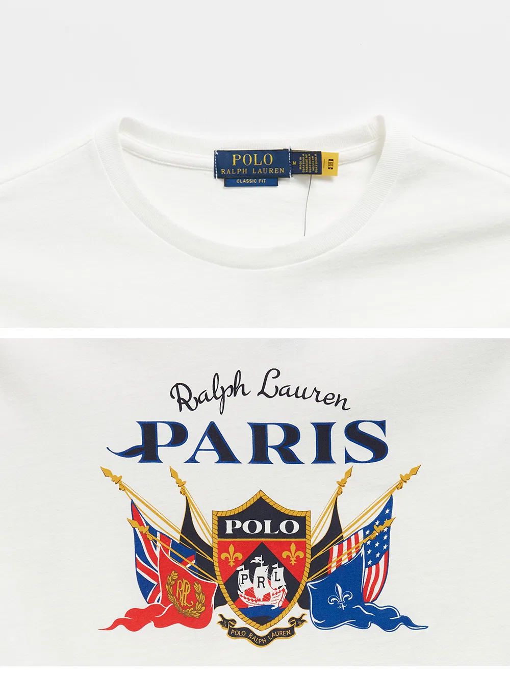 Мужская белая футболка классического кроя с графическим принтом от Polo Ralph Lauren — фото 4