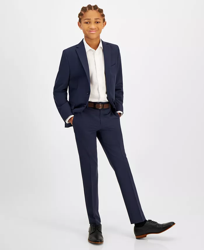 Брюки классические для мальчиков Big Boys Slim Fit, облегающие, с эластичной тканью, машинная стирка Kenneth Cole Reaction, синий — фото 3
