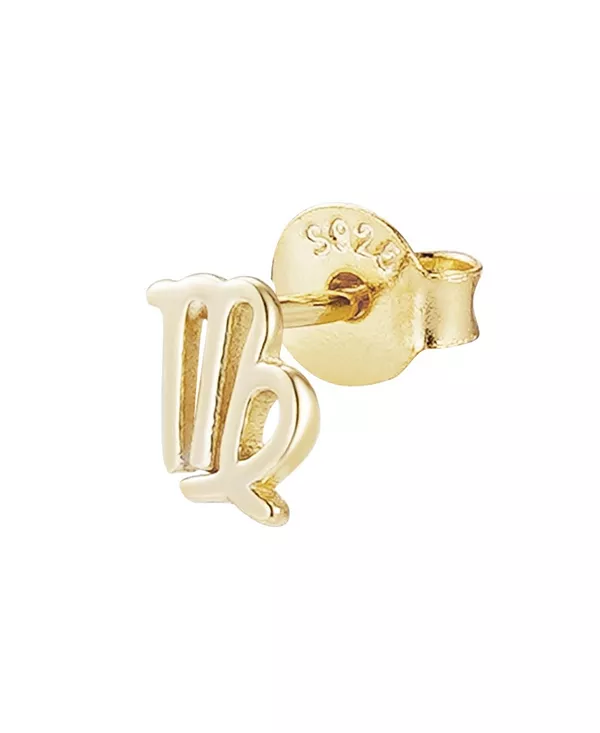 

Серьги-Гвоздики с одним знаком зодиака из стерлингового серебра 925 пробы с позолотой 14 карат Adornia Fine, gold-virgo