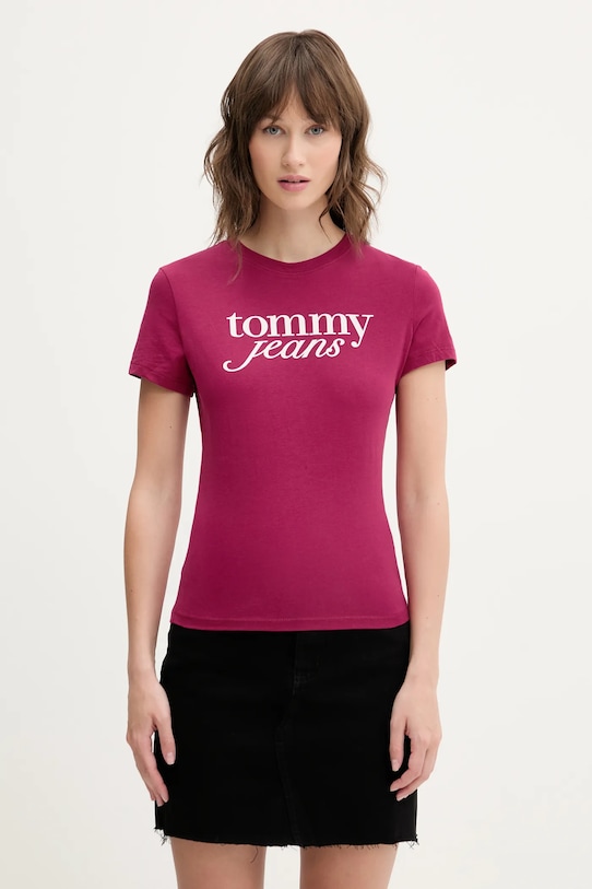 

Хлопковая футболка Tommy Jeans, бордовый