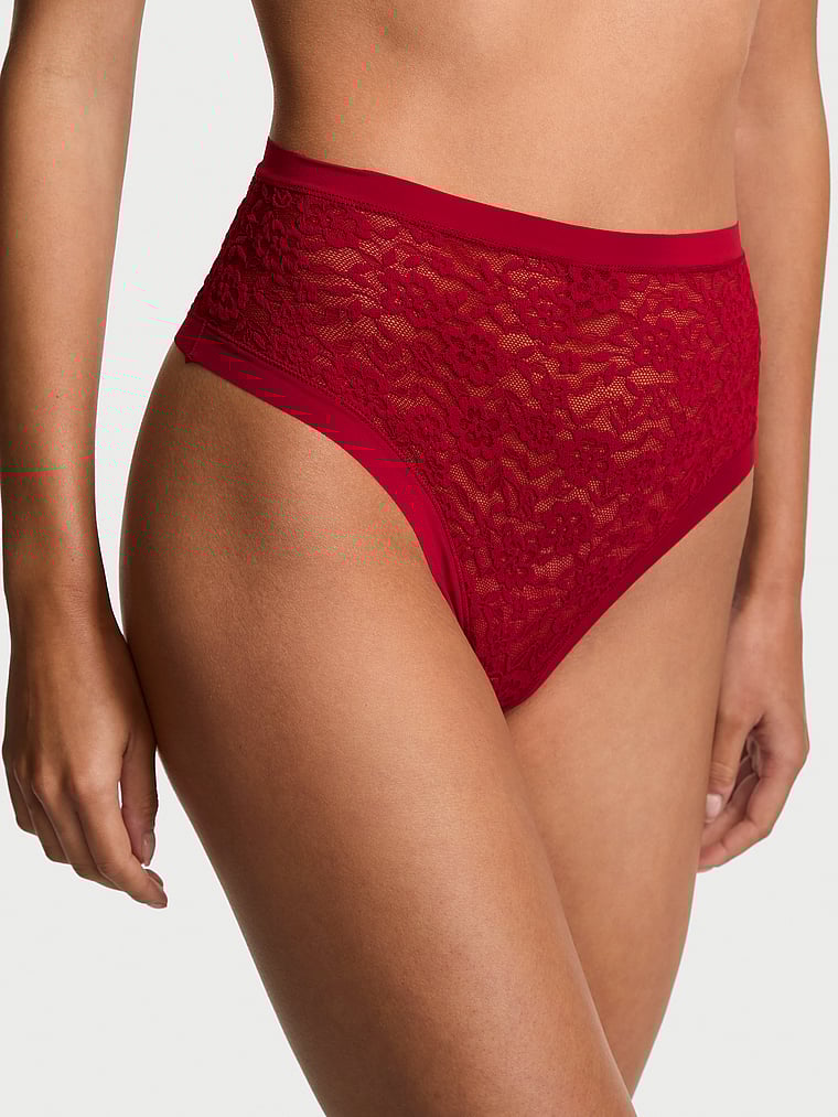 

Трусики-Стринги с высокой талией No-Show Lacie No-Show, lace red lacquer
