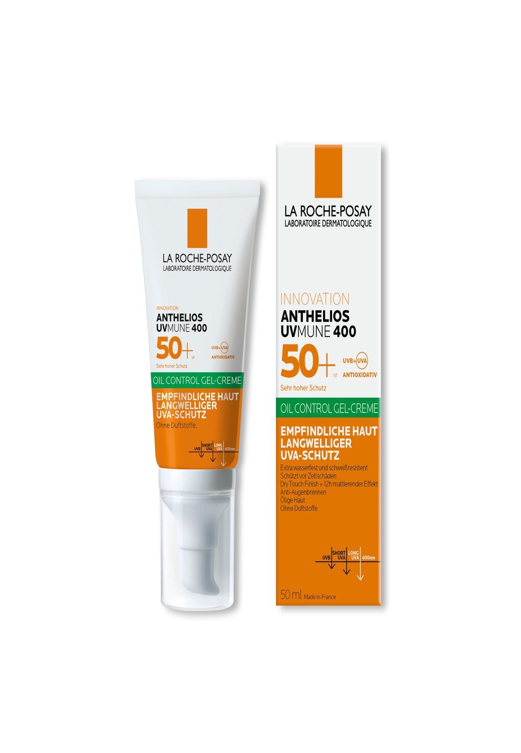 

Защита от солнца VICHY SUN CARE LA ROCHE POSAY ANTHELIOS UV MUNE 400 OIL CONTROL GEL-CREME SONNENGEL MIT LSF50+ FÜR SEHR HOHEN SCHUTZ VOR UVA- UND UVB-STRAHLEN, FÜR ÖLIGE HAUT VICHY, прозрачный