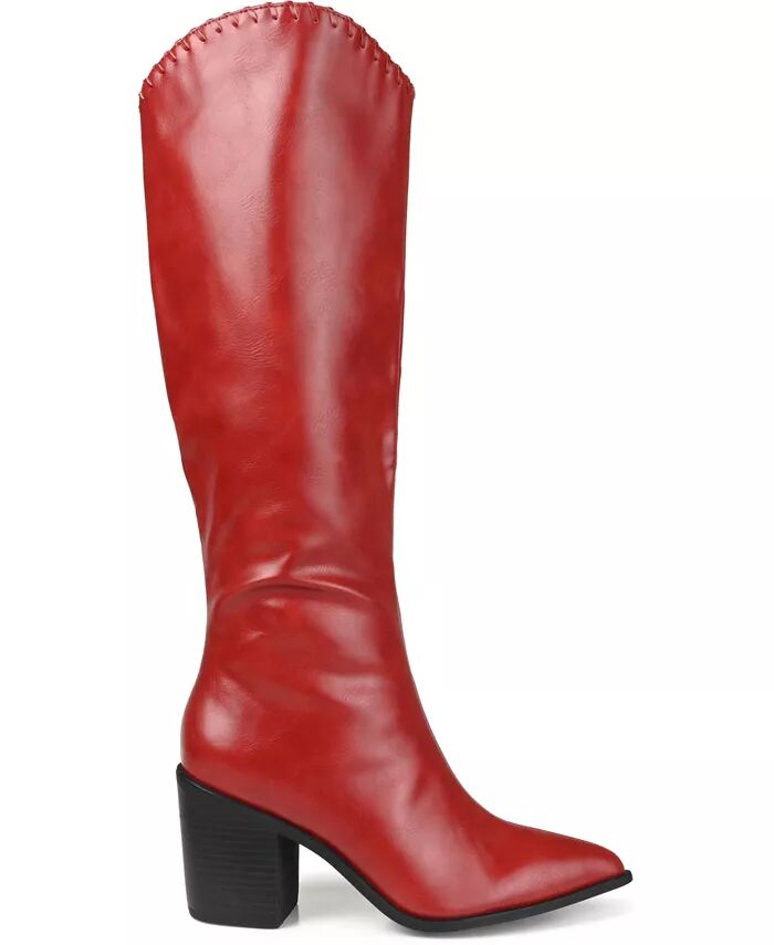 Женские ковбойские сапоги Daria Wide Calf до колена Journee Collection, красный — фото 2
