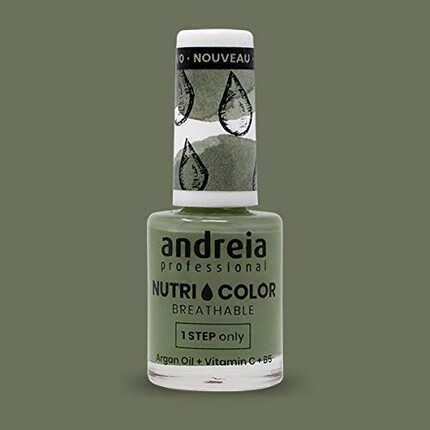 Андрея Профессиональный дышащий лак для ногтей NutriColor Веганский лак для дизайна ногтей, не подвергаемый испытаниям на животных, со стойким глянцевым покрытием Цвет NC20 Зеленый 10,5 мл Andreia — фото 2