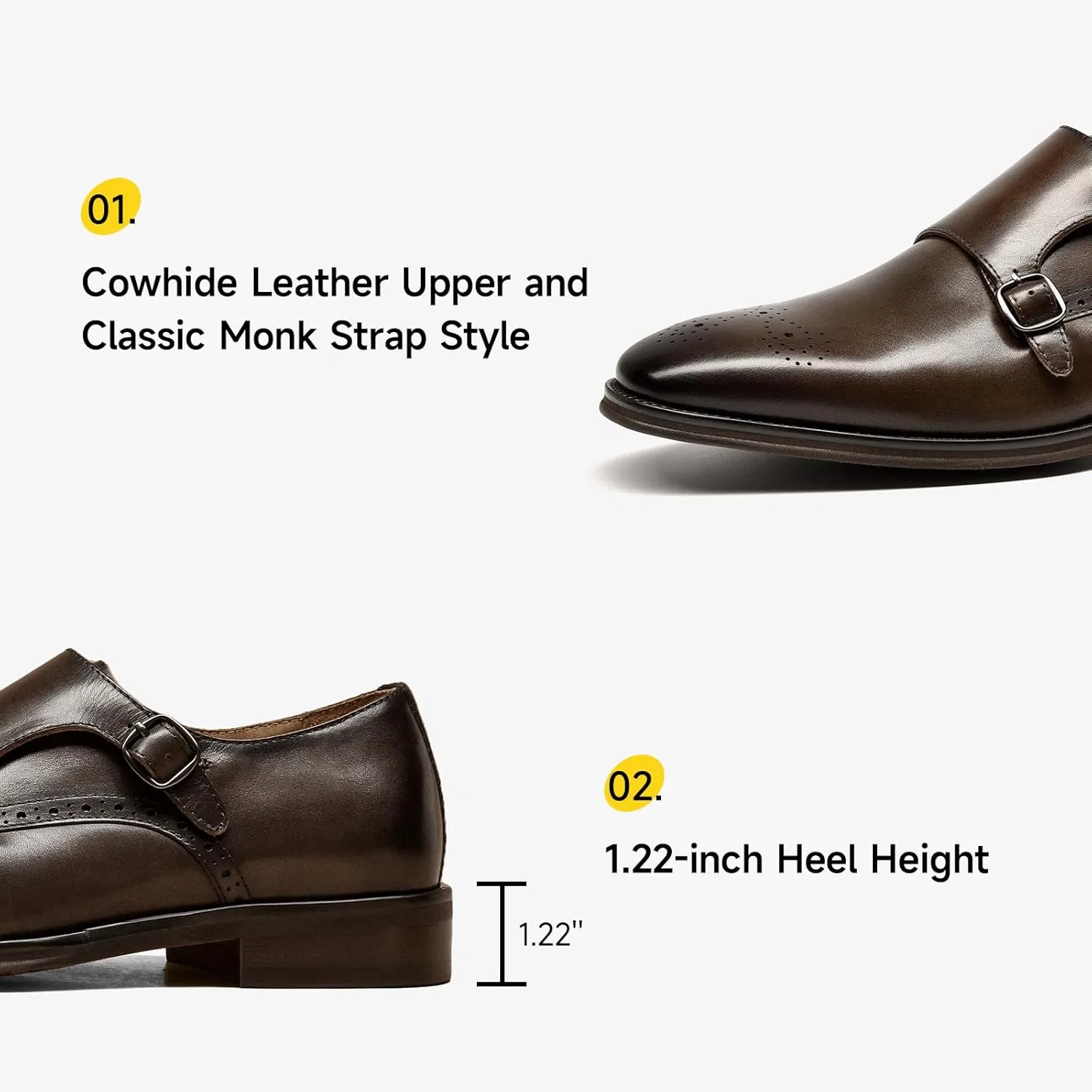 Лоферы мужские кожаные BEAU TODAY, модель Double Monk Strap, цвет Coffee — фото 4