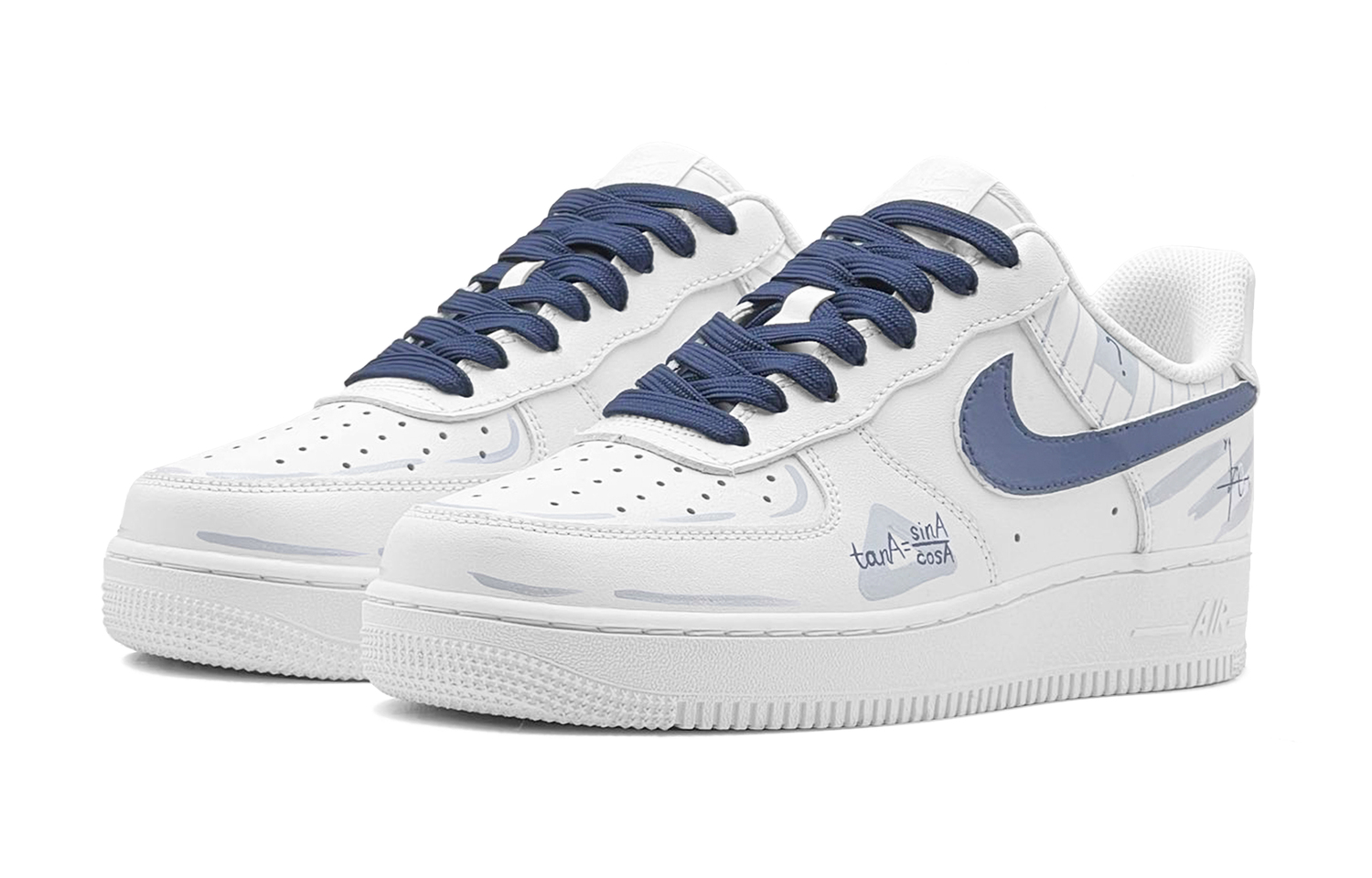 Nike Air Force 1 Мужские сине-белые скейтборд кроссовки — фото 4