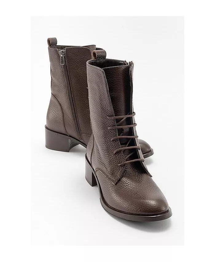 Кожаные ботинки Lana на блочном каблуке (женские) Forever & Always Shoes, коричневый