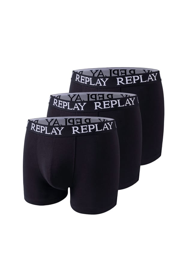 

Трусы-Боксеры Trunk style 01/c basic cuff logo в упаковке по 3 шт. Replay, черный