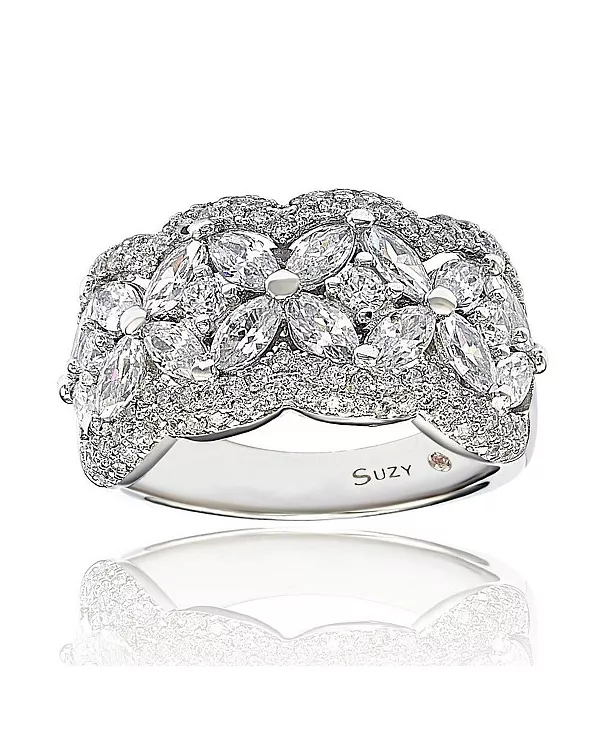 

Кольцо Suzy Levian из стерлингового серебра с белыми кубическими цирконами в форме цветка Suzy Levian New York, white