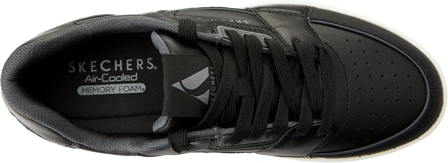 Мужские кроссовки Skechers UNO Court Trainers, Black Leather Duraleather With Anthracite Trim — фото 3