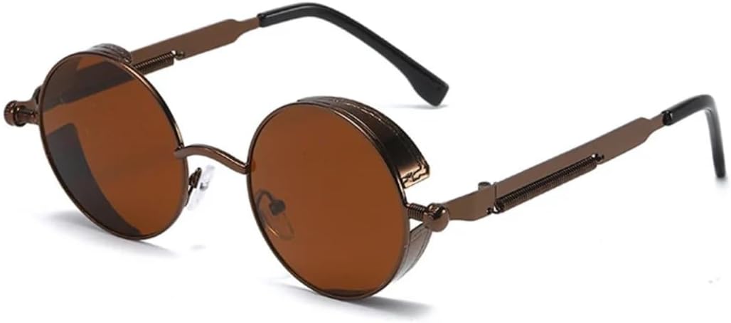 

Солнцезащитные очки с защитой UV400 | Металлические круглые линзы в стиле панк | Цветные линзы | Для женщин и мужчин | Для занятий спортом на открытом воздухе и вождения DSVIGF, Brown-brown