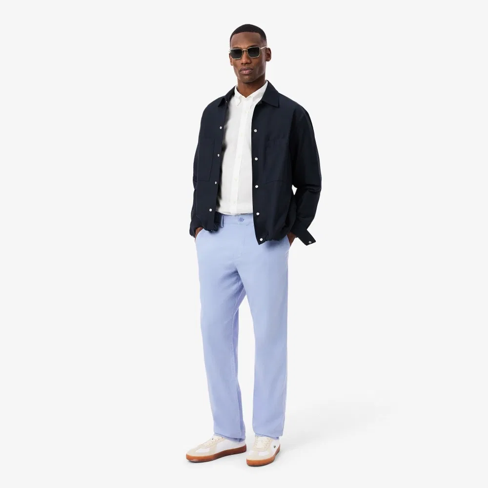 Мужская лёгкая поплиновая рубашка с длинным рукавом белая от Lacoste — фото 4