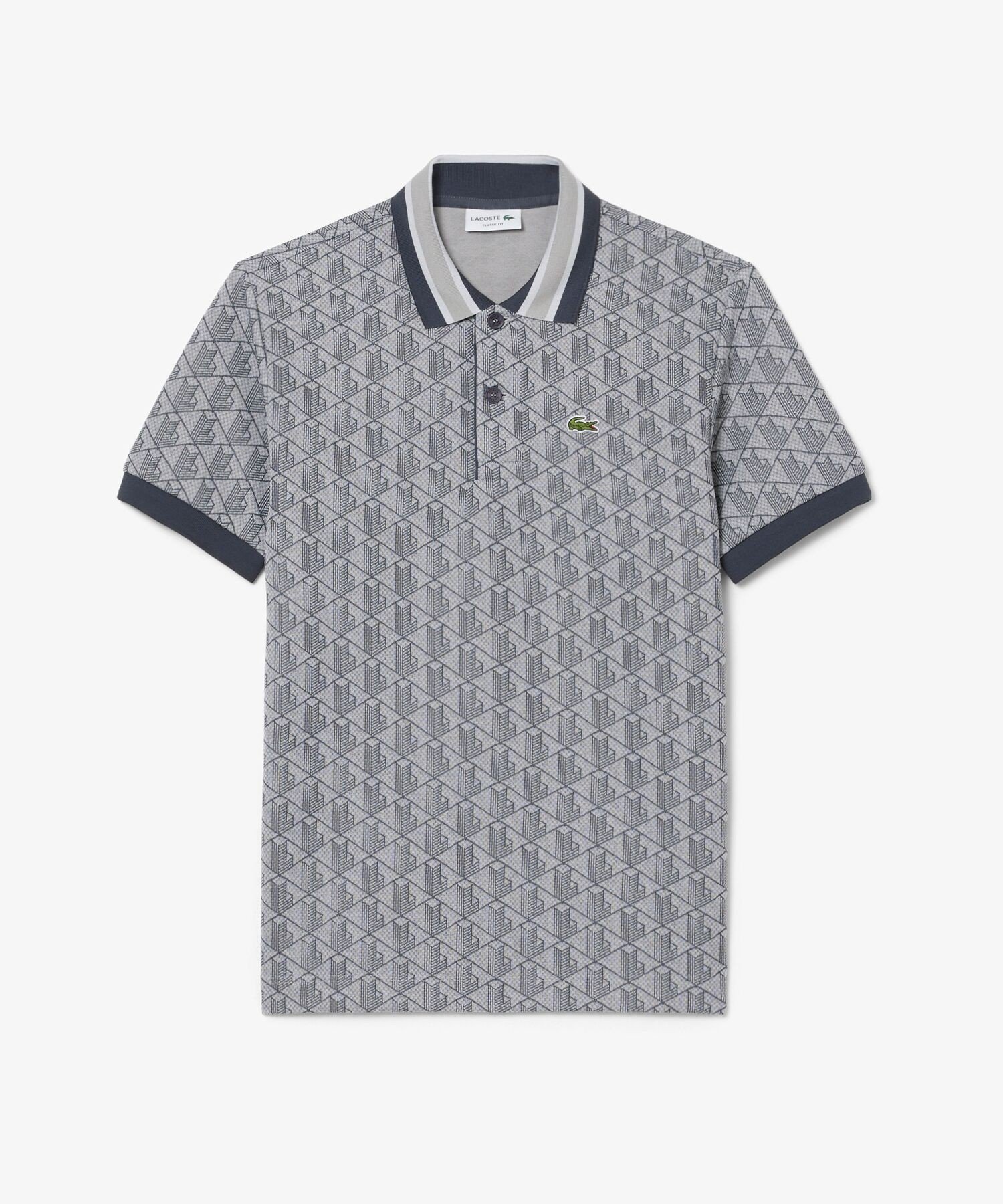 Поло с коротким рукавом и жаккардовым узором «Монограмма» Lacoste, gray