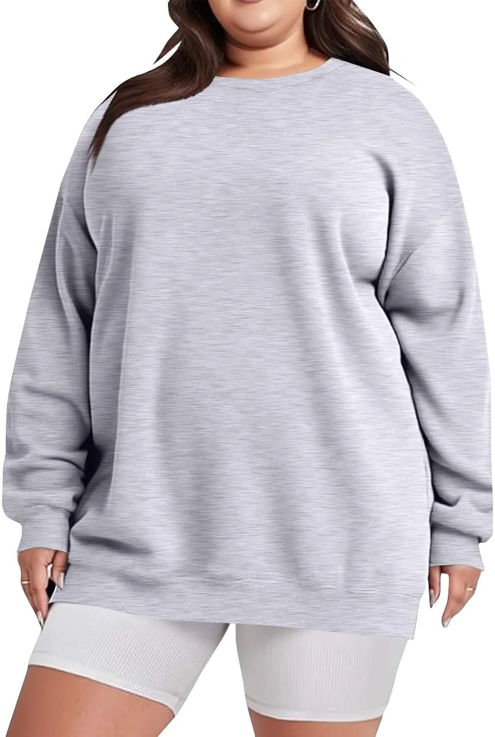 

Женский свитшот Plus Size с длинным рукавом и круглым вырезом