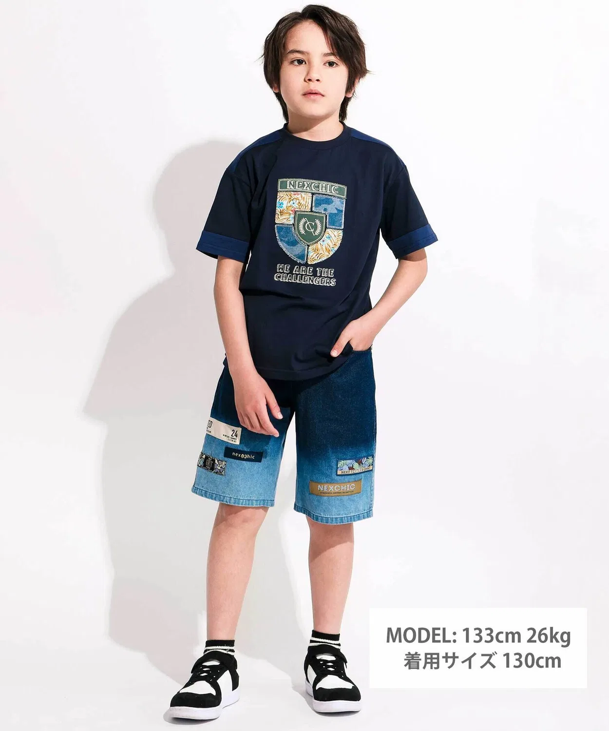 Детские шорты джинсовые с градиентом Wide Shorts nexchic, Black — фото 2