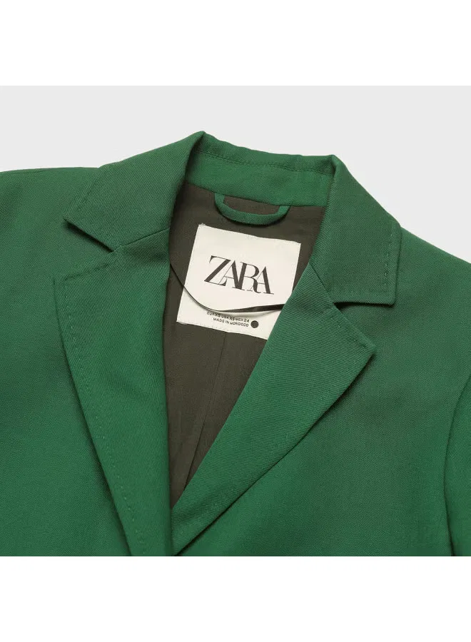 Жакет деловой с длинным рукавом Zara, зеленый — фото 4