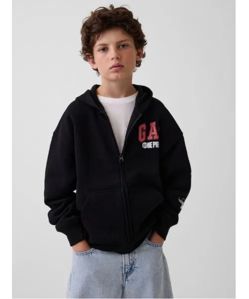Детский худи-свитшот с длинным рукавомна молнии ONE PIECE Vintage Soft GAP, Red — фото 4