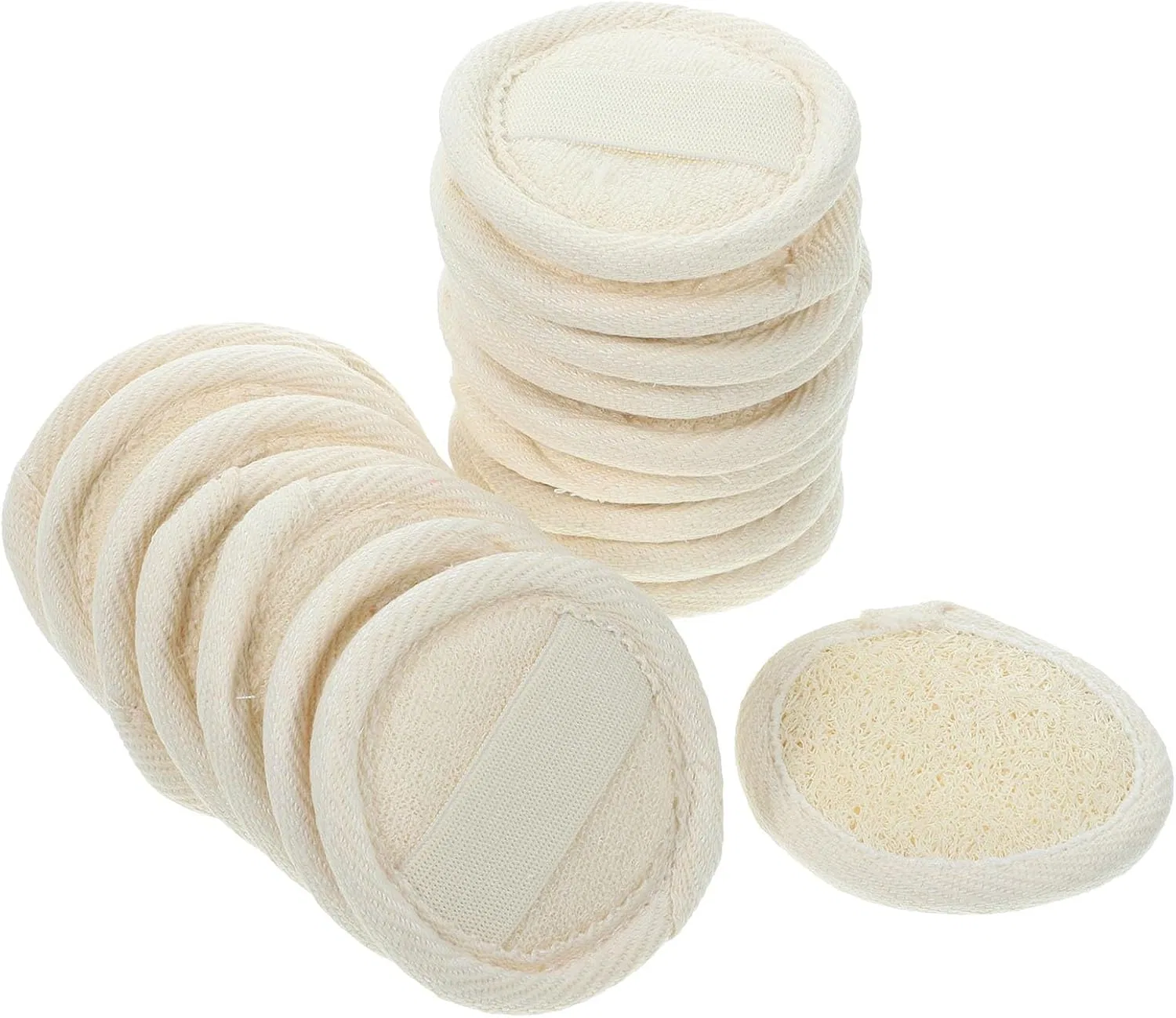 Набор мочалок из люфы 18 шт, JOINPAYA, 6.5 см, Beige