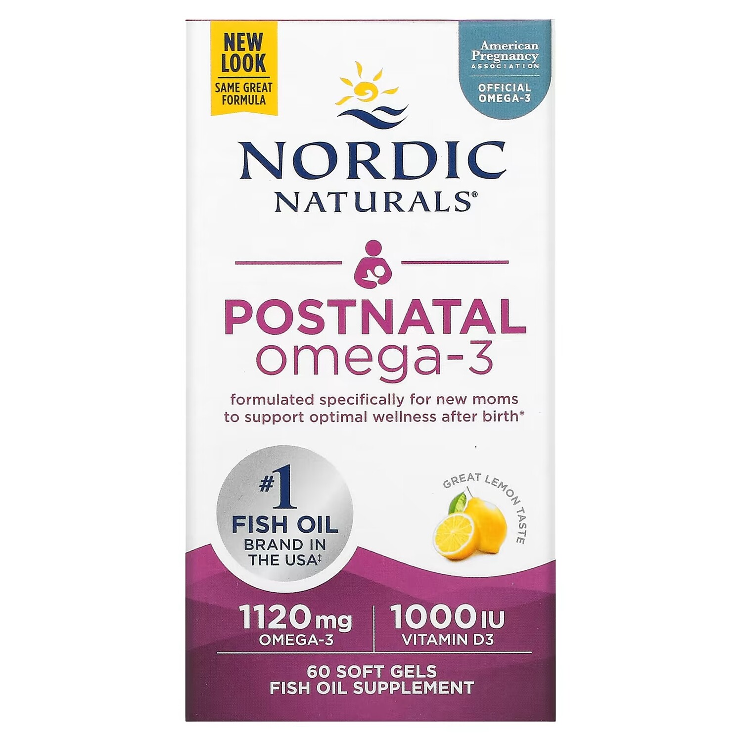 

Омега-3 для Приема После Родов Nordic Naturals, лимон, 60 капсул