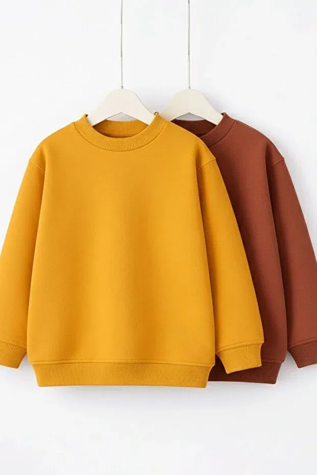 Детские свитшот для девочек с начесом Zuzunga, Mustard - Brown