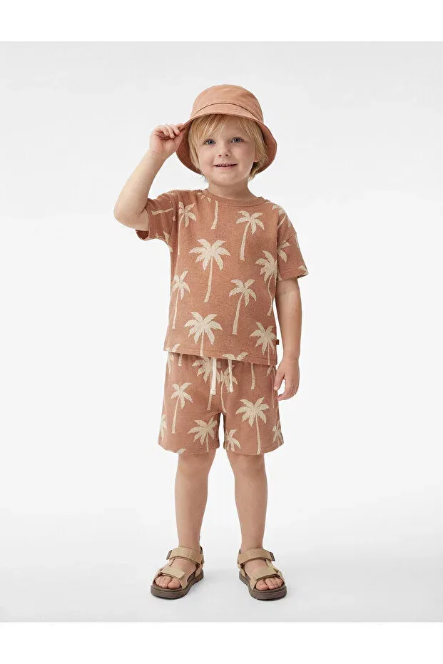 Детские шорты для мальчиков с принтом Brown baby patterned shorts Koton, Brown Patterned