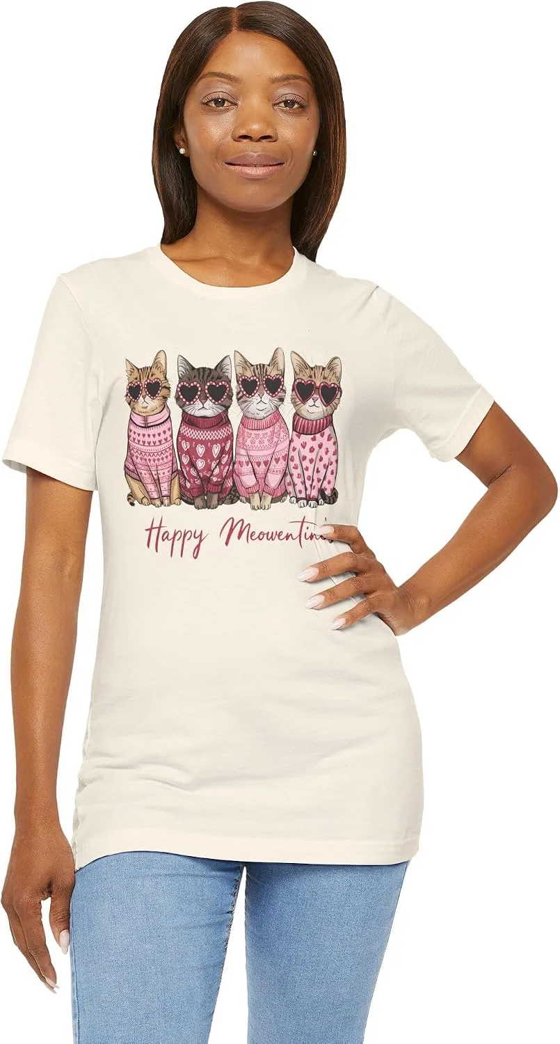 Женская футболка с котами Bella Canvas 3001, Natural — фото 2