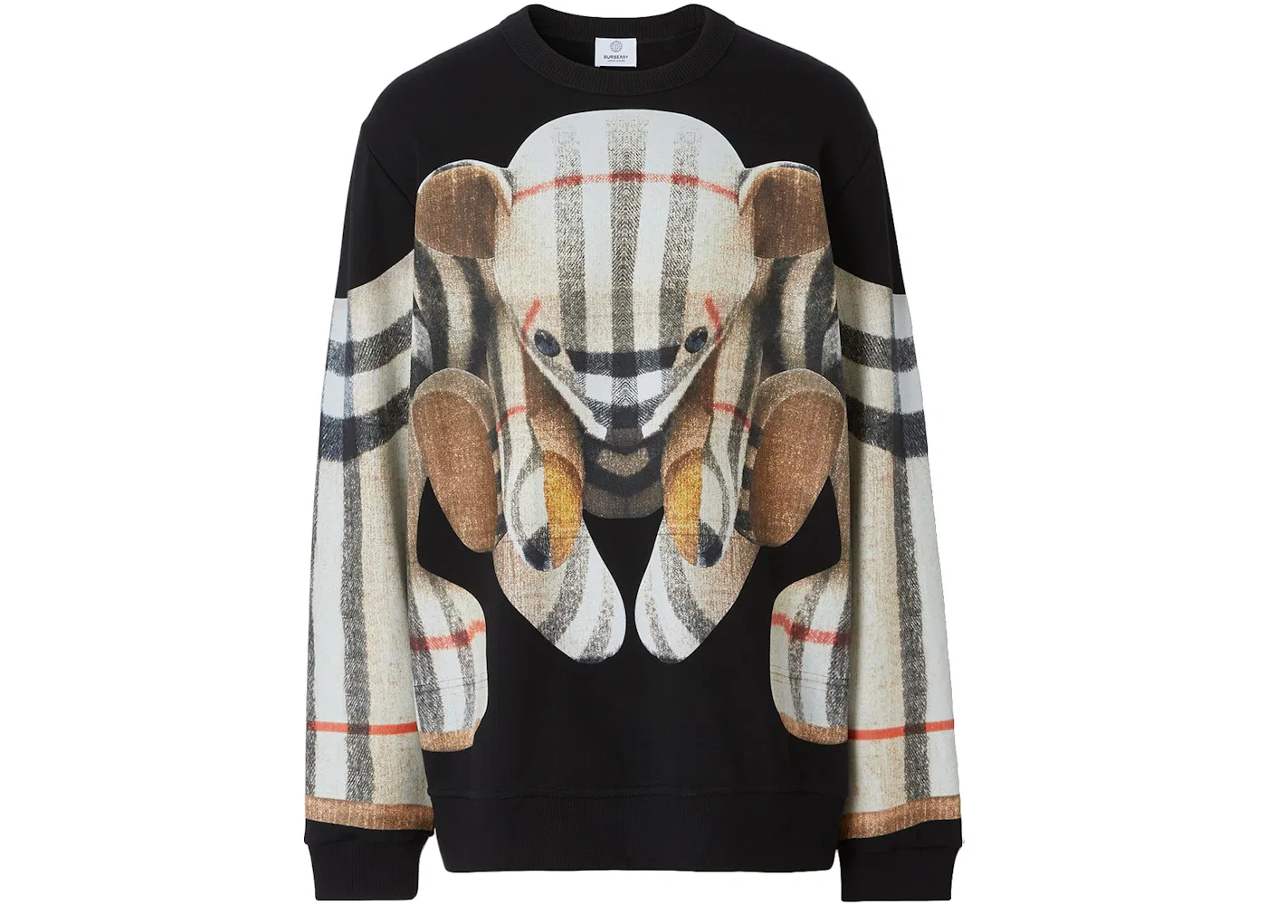 Мужской свитшот оверсайз с принтом Burberry Thomas Bear Print Cotton Oversized Sweatshirt, Black/Archive Beige