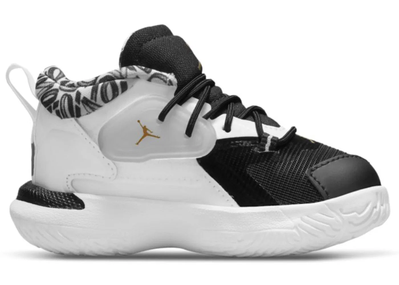 Детские кроссовки для мальчиков с высоким голенищем Jordan Zion 1 Jordan, Black/White/Metallic Gold