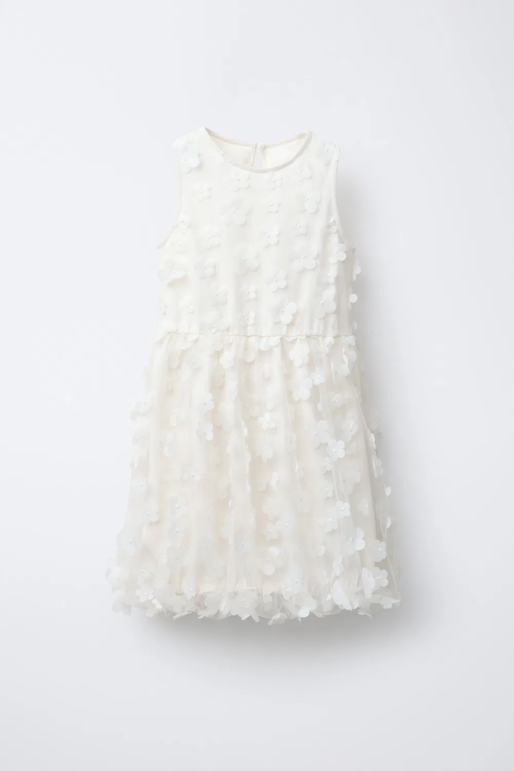 Платье с объемными цветами и пышным подолом ZARA, White