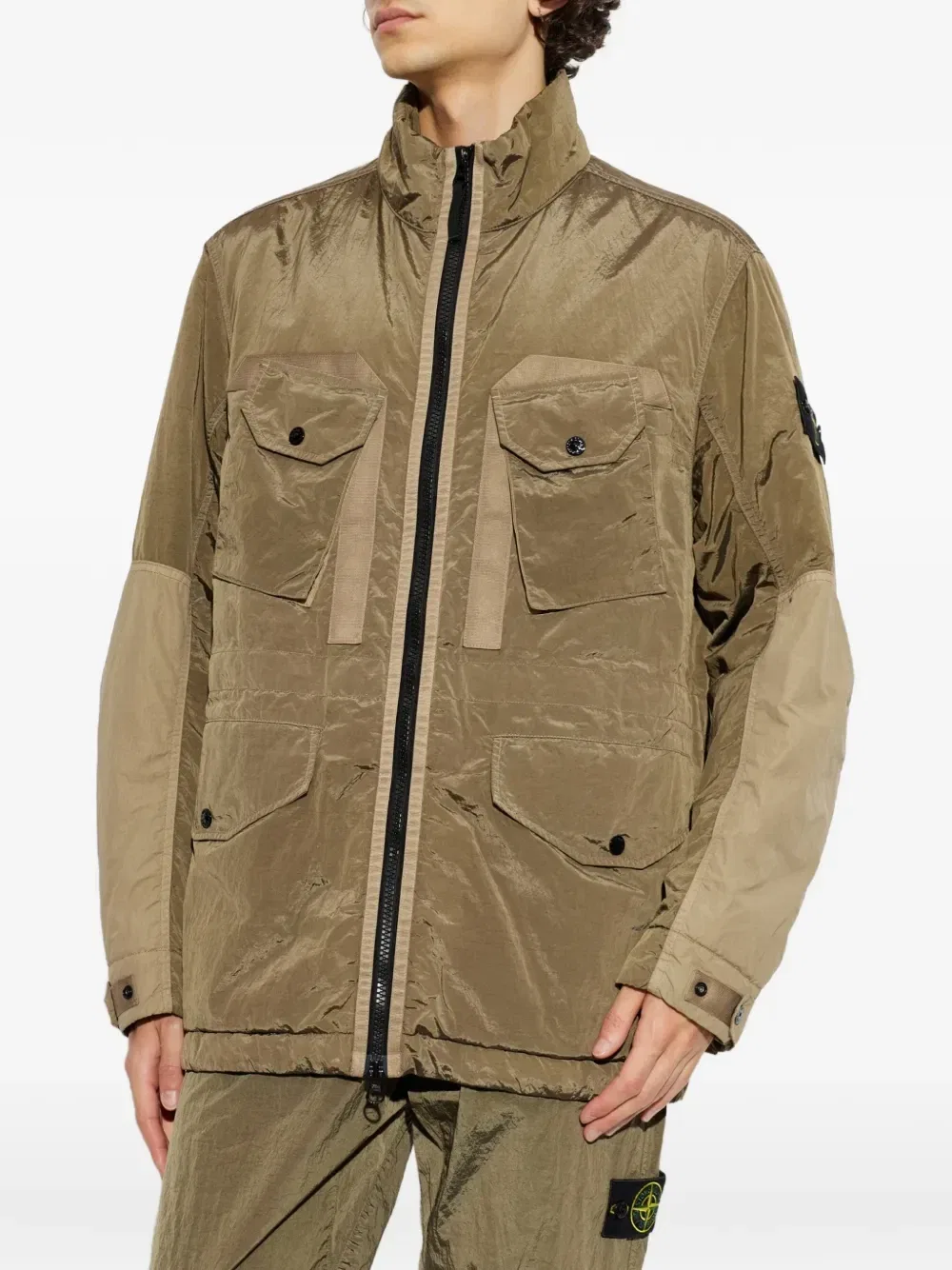 Милитари-куртка с нашивкой-логотипом Stone Island, коричневый — фото 3