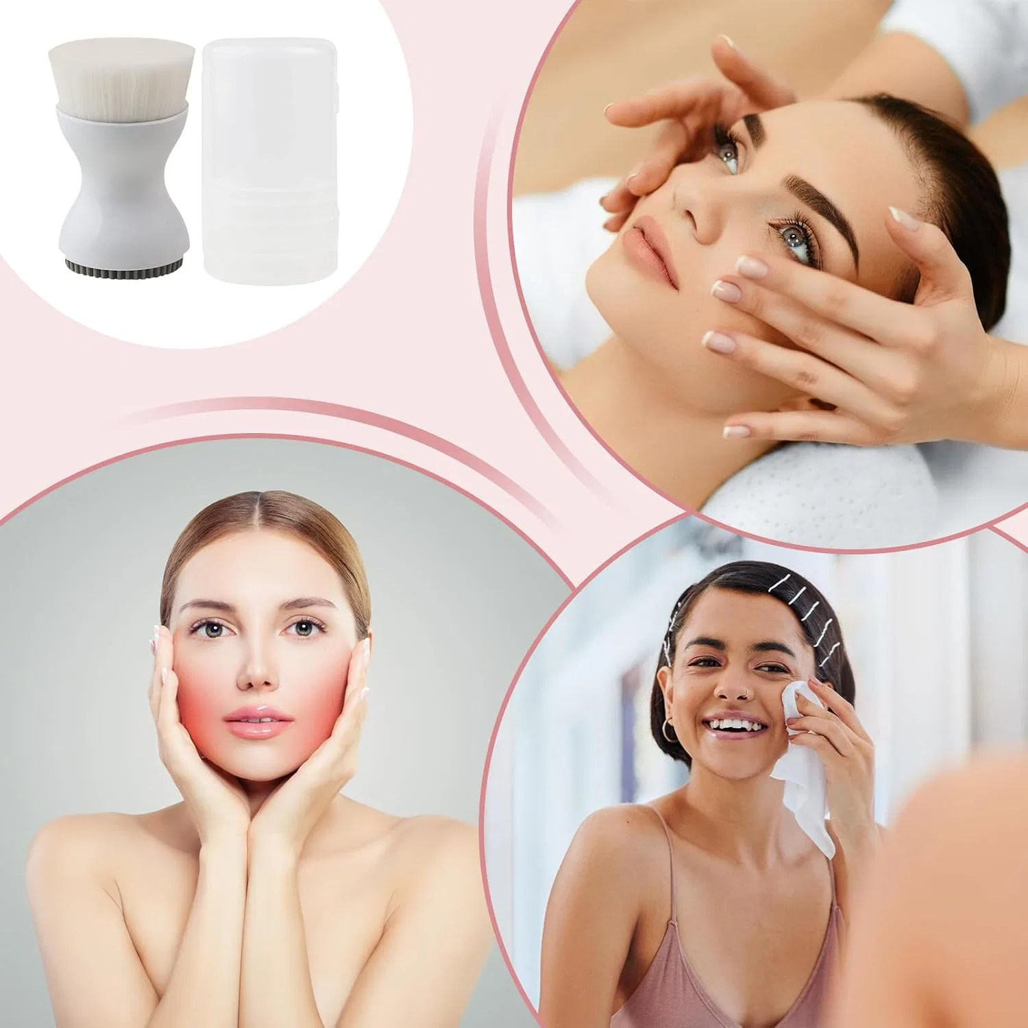 Двусторонняя щетка для лица из силикона, Genérico, 7,1 см, Weiß — фото 4