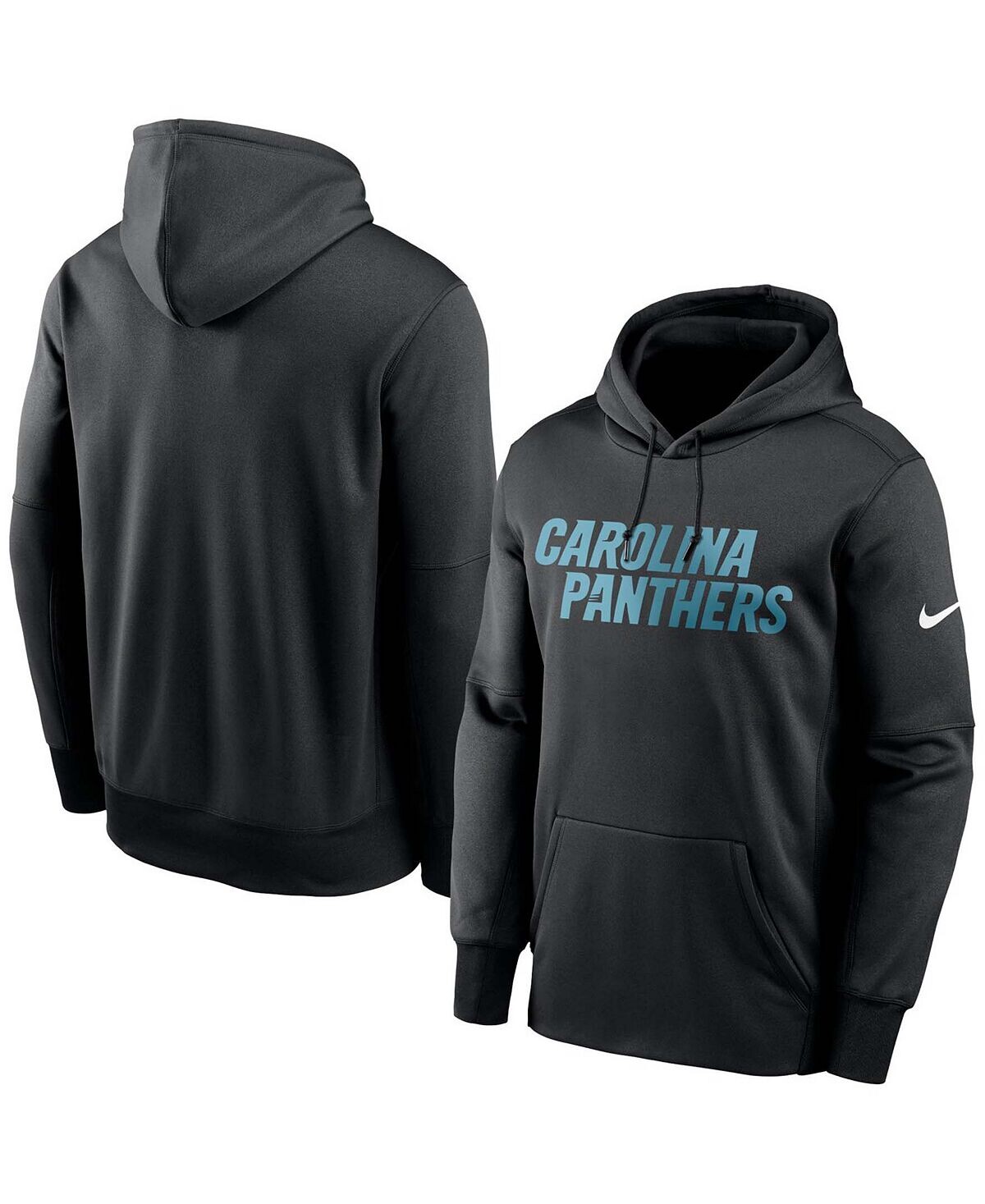 

Мужская толстовка с капюшоном черного цвета carolina panthers fan gear wordmark performance pullover Nike, черный