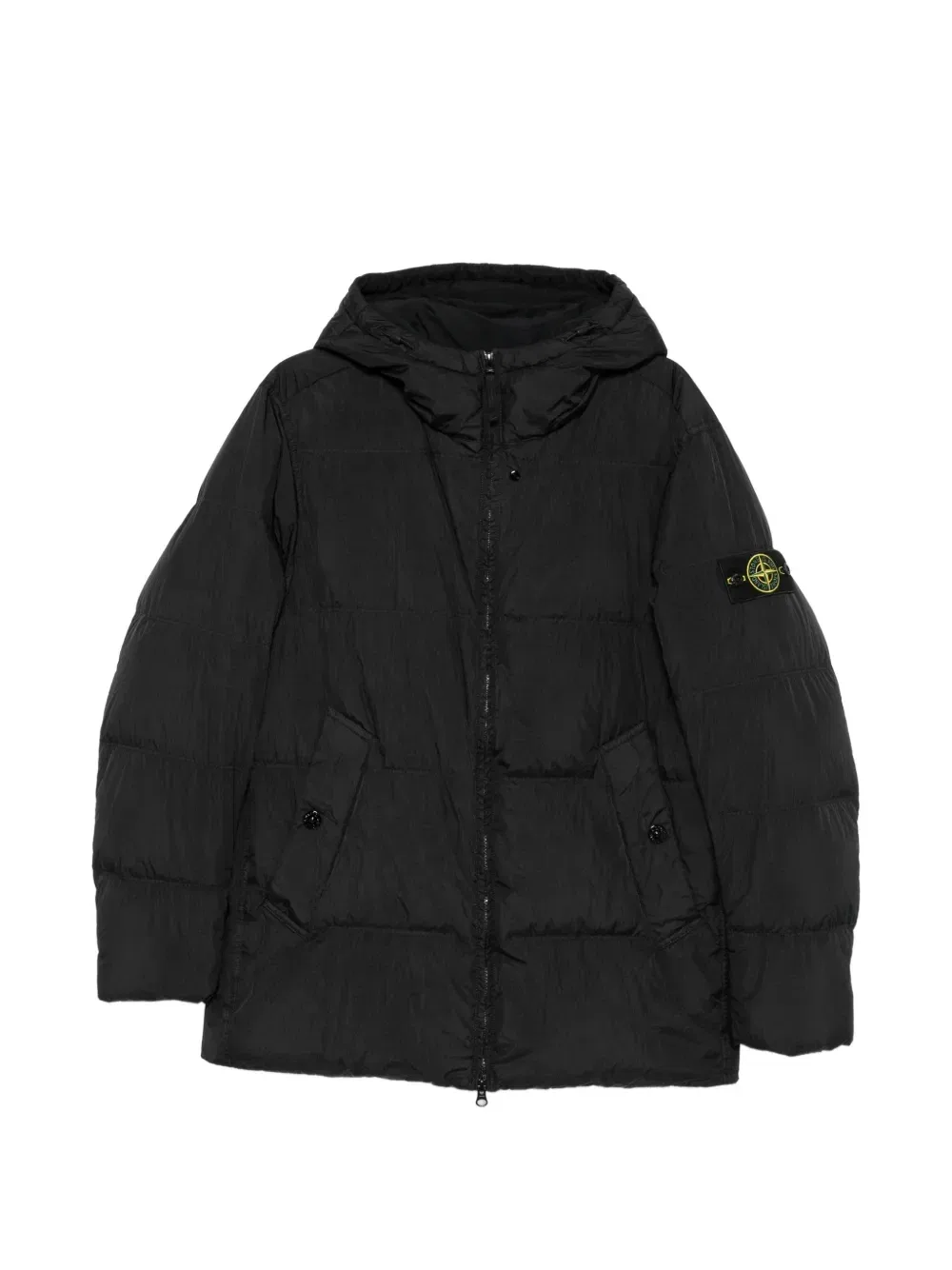 Стеганая куртка с нашивкой в виде компаса Stone Island, черный