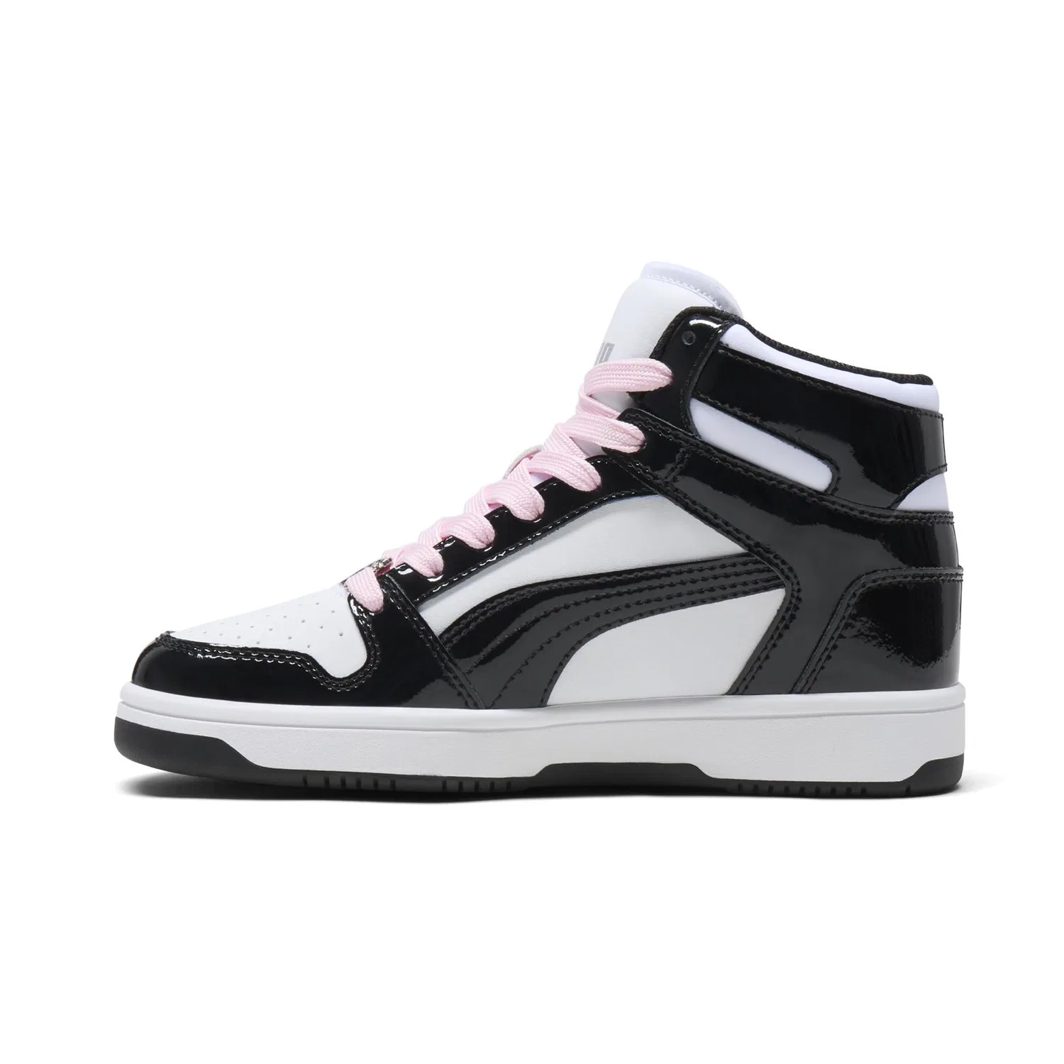 Детские кроссовки для мальчиков высокие PUMA Rebound Layup Mid PUMA White PUMA Black Pale Pink