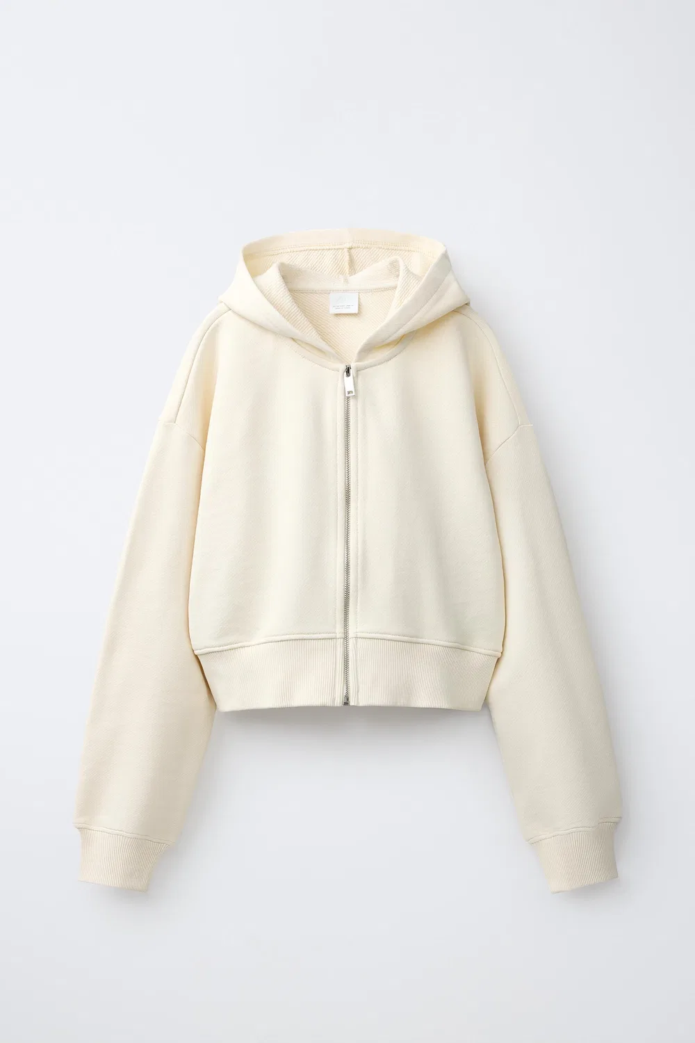 Укороченная толстовка ZARA, Ecru