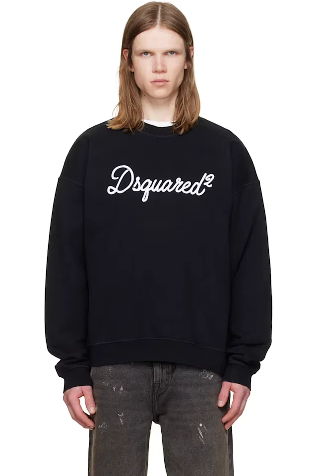 Черный свободный свитшот-водолазка D2 Signature Dsquared2