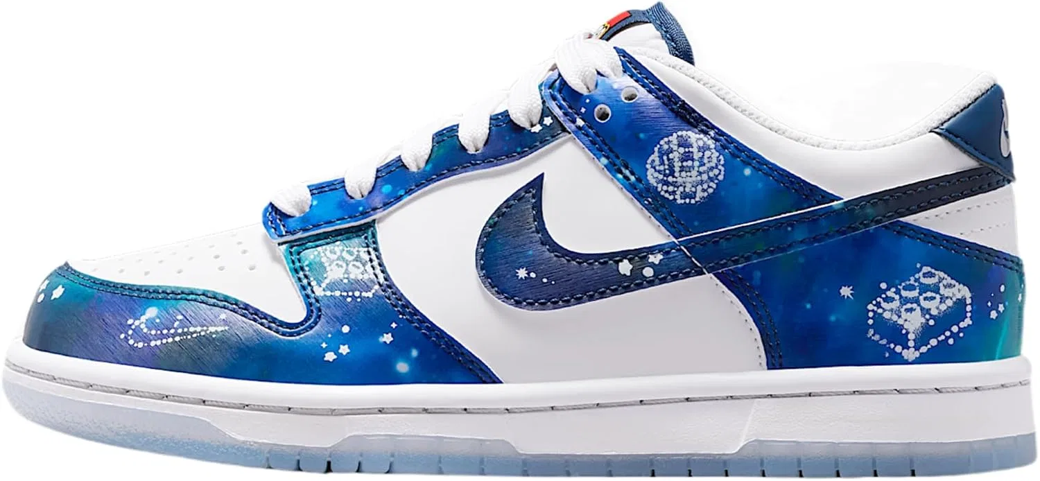 Детские кроссовки для мальчиков с принтом Nike Dunk Low x Lego® Collection, White/Brave Blue/Metallic Platinum/Multi