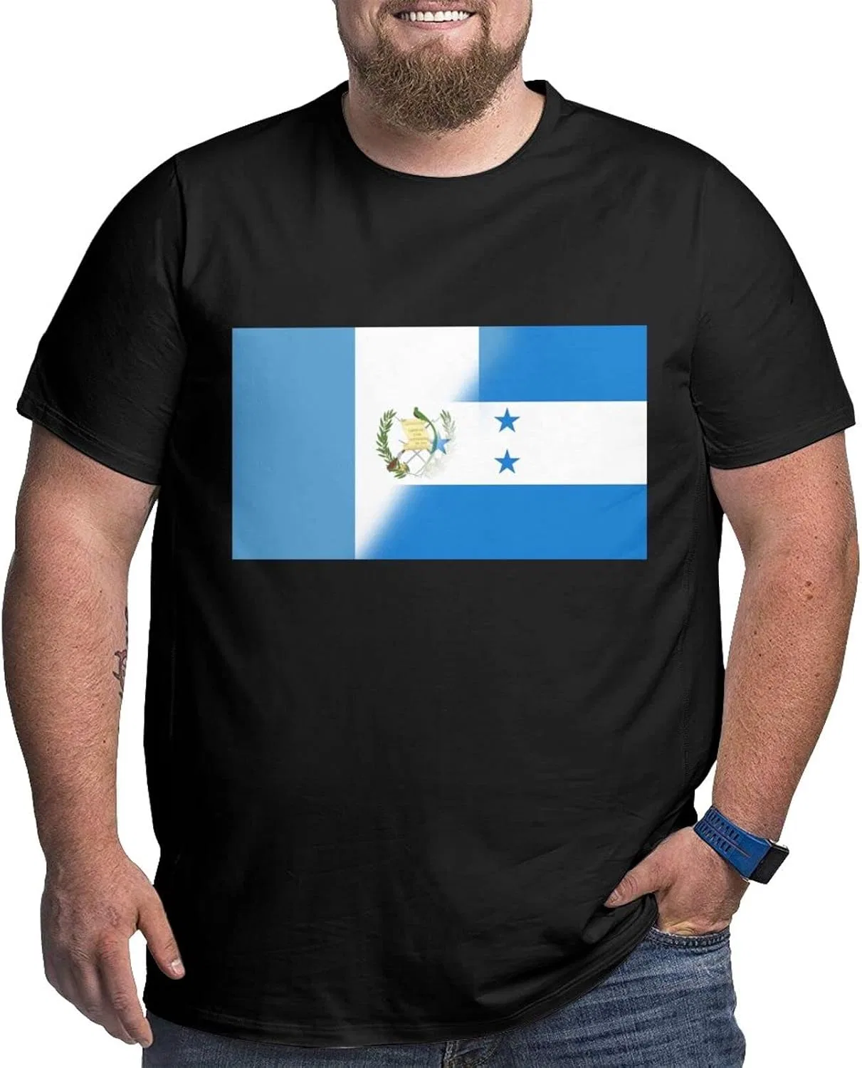 Женская футболка с графическим принтом Half Guatemala Half Honduras Flag, Regular Fit