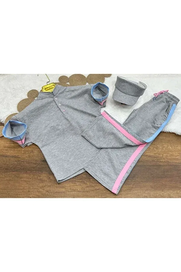 Детский спортивный комплект для девочек с принтом Sportswear Kuzeyi Butik, Gray — фото 2